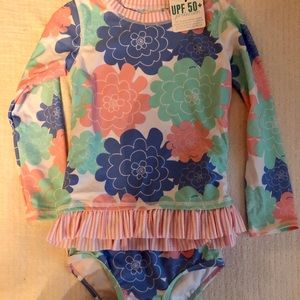 Ruffle butts 4T 2 piece rash guard and bottom NWT